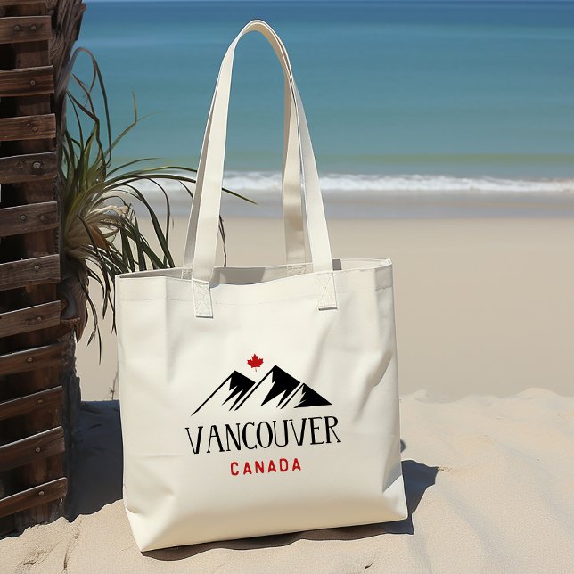 Tote Bag Cool Vancouver Canada Mountains Maple Leaf (Créateur téléchargé)