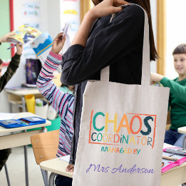 Tote Bag Coordinateur Chaos Funny Coloré enseignant cadeau