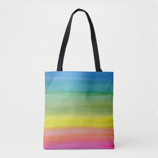 Tote Bag Copie Fourre-tout d'aquarelle d'arc-en-ciel (Devant)