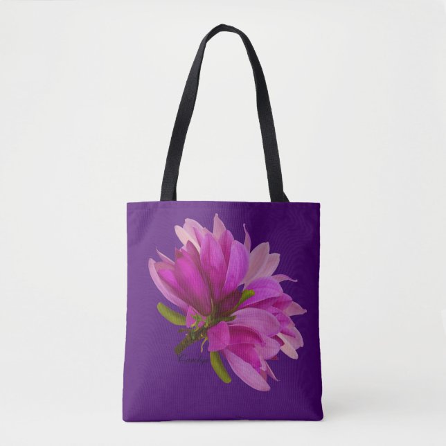 Tote Bag Copie rouge/violacé Fourre-tout de magnolias (Devant)