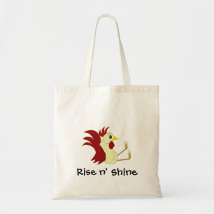 Tote Bag Coq de dessin animé drôle avec citation