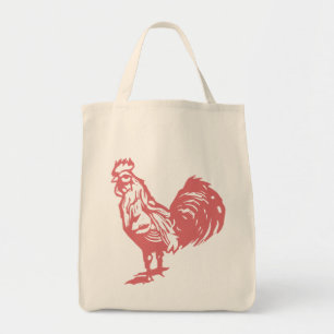 Tote Bag Coq Rouge de Style Presse à Caractères