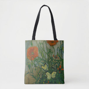 Tote Bag Coquelicots et papillons par Vincent Van Gogh