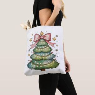 Tote Bag Coquette Bow Noël Arbre Noël Noël Noël Fille de No