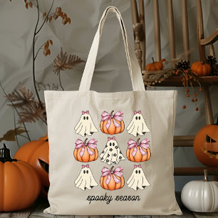 Tote Bag Coquette Bow Rose Cute Fantôme Et Halloween Citrou