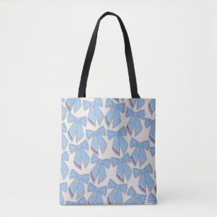 Tote Bag Coquette Bows Bleus