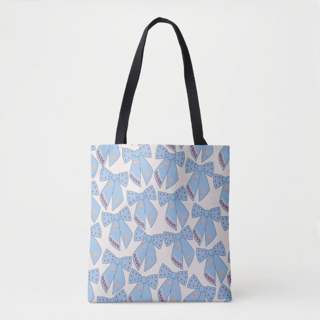 Tote Bag Coquette Bows Bleus (Devant)