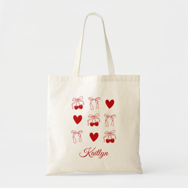 Tote Bag Coquette Cerry Red Bow BachelorParty Fourre-tout (Devant)