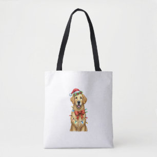 Tote Bag Coquette Chien retrieur d'or Mignonne Noël de Bow 