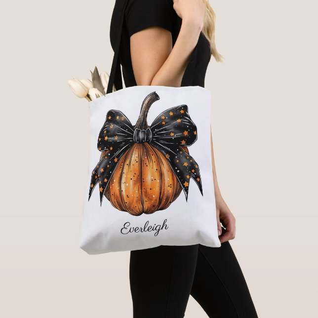 Tote Bag Coquette Cute Personnalisée Trick Ou Treat Citroui (De près)