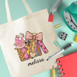 Tote Bag Coquette du livre de crayon rose Super rétro