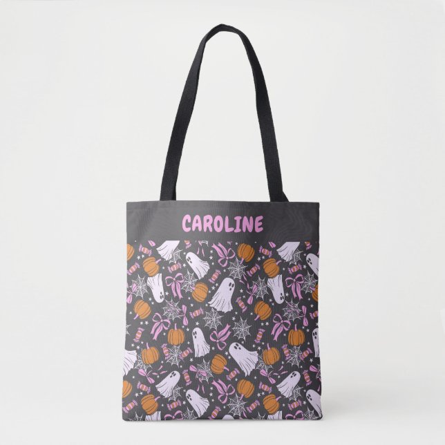 Tote Bag Coquette Fantômes Éffrayants Personnalisés Bows Ro (Devant)