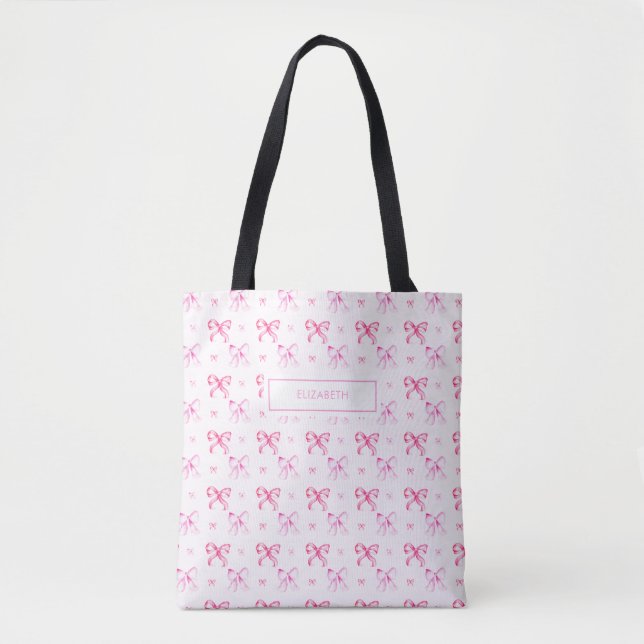 Tote Bag Coquette Pink Bow Preppy Girly Aesthetic (Devant)