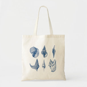Tote Bag Coquillage bleu vintage et blanc