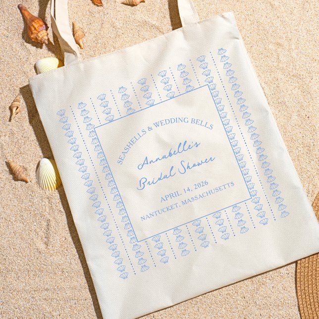 Tote Bag Coquillages et cloches Mariages Fête des mariées F (Créateur téléchargé)