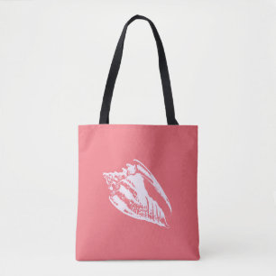 Tote Bag Coquille conch - corail rose et blanc