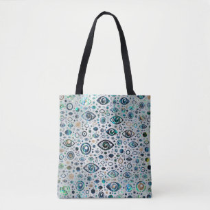 Tote Bag Coquille et or grecs d'ormeau de motif d'oeil