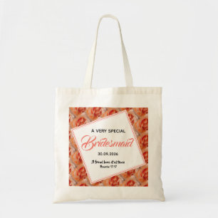 Tote Bag Coral Floral Mariage Christian Bridesmaid