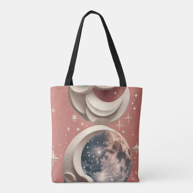 Tote Bag Coral Moon Warm Vibrant Aesthetic (Dos)