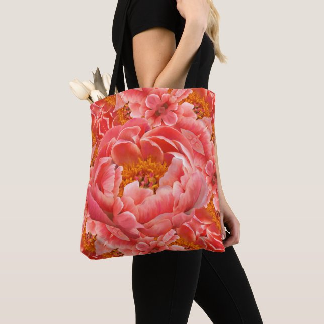 Tote Bag Coral Peonies (Close Up)