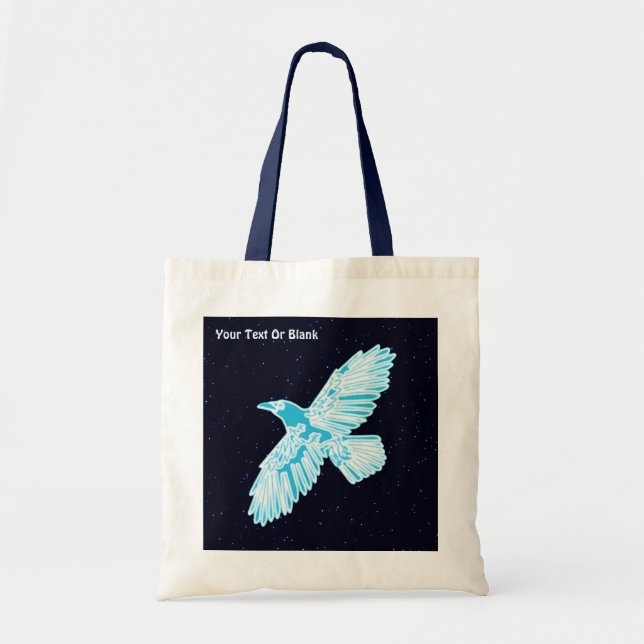 Tote Bag Corbeau bleu sur étoiles (Devant)