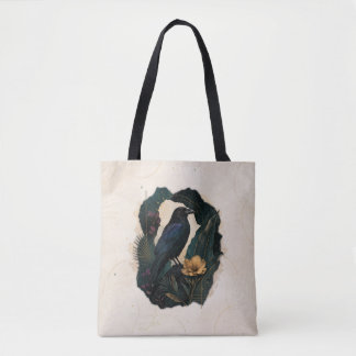 Tote Bag Corbeau botanique de minuit