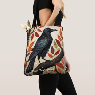 Tote Bag Corbeau coloré perché dans un arbre