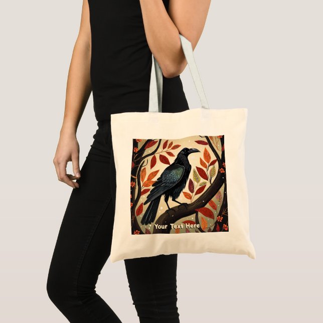 Tote Bag Corbeau coloré perché dans un arbre (Devant (produit))