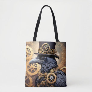 Tote Bag Corbeau en haut Chapeau Steampunk Art