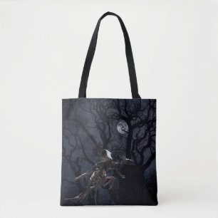 Tote Bag Corbeau et squelette de rat au clair de lune