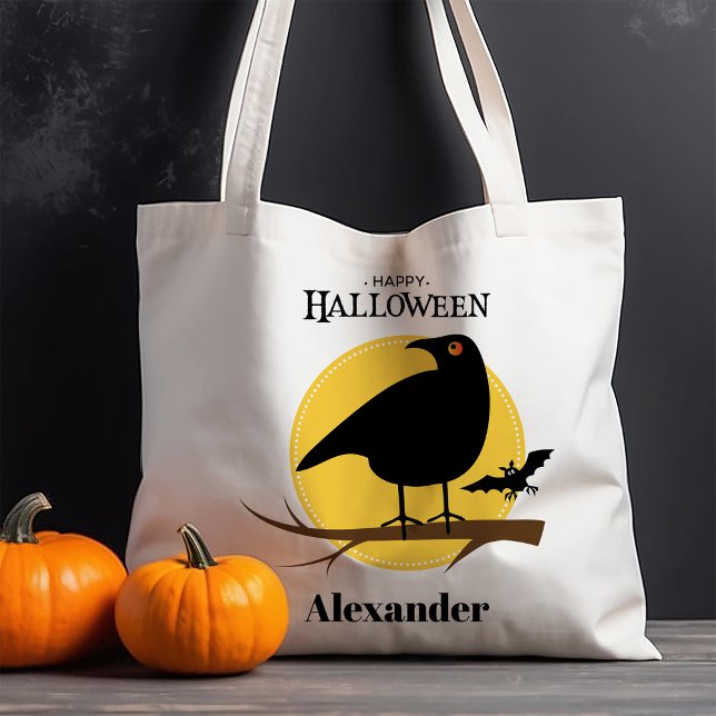 Tote Bag Corbeau noir effrayant Halloween (Créateur téléchargé)