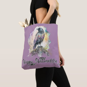 Tote Bag Corbeau noir pastel joli créature effrayante Hallo