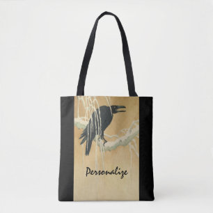 Tote Bag Corbeau sur une branche d'arbre