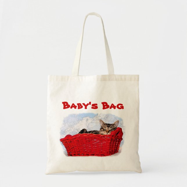 Tote Bag Corbeille rouge Éco-Réutilisable Sleeping Kitten (Devant)