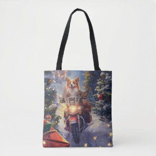 Tote Bag Corgi Chien équitation Moto Noël