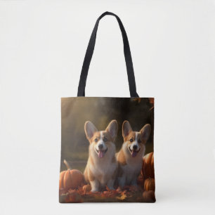 Tote Bag Corgi chiot Automne Délice Citrouille 