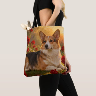 Tote Bag Corgi dans les Roses VI