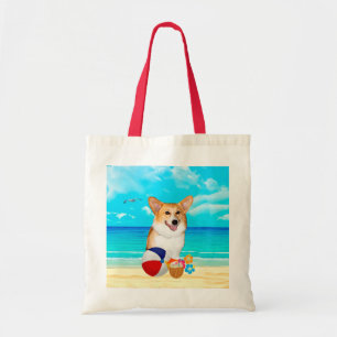 Tote Bag Corgi de temps de plage