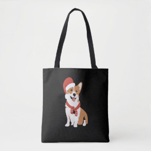 Tote Bag Corgi portant un chapeau de santa