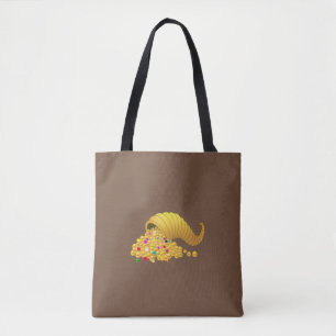 Tote Bag Corne d'abondance dorée moderne sur fond marron