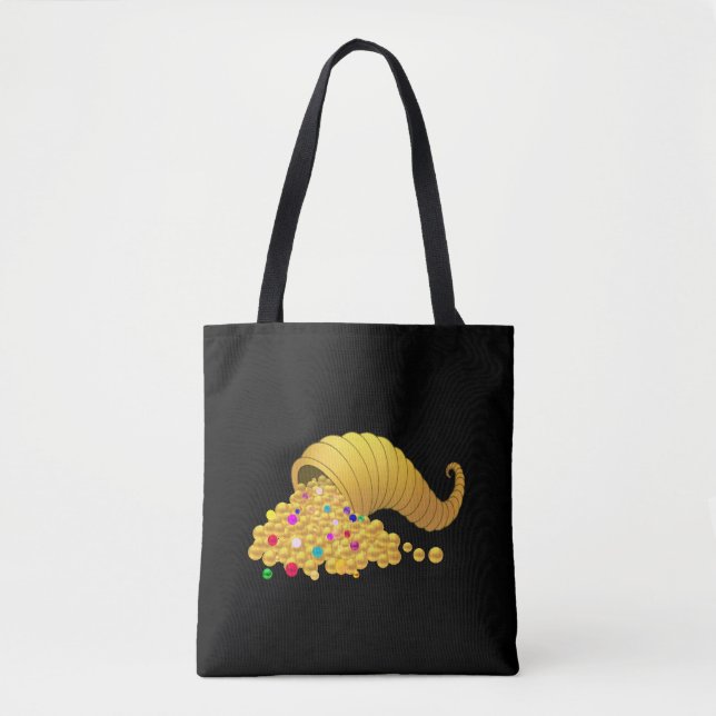 Tote Bag Corne d'or de Plenty sur noir (Devant)
