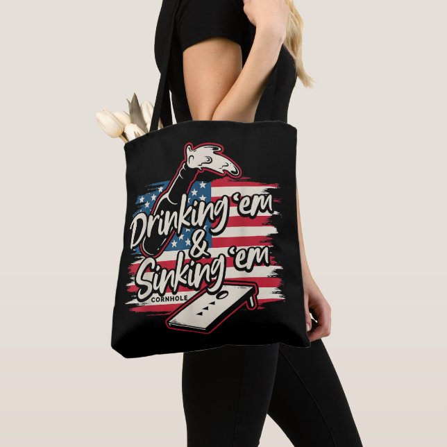 Tote Bag Cornhole Boire Em Sinking Em 4 juillet (De près)