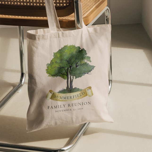 Tote Bag Correspondance de l'aquarelle de l'arbre de réunio (Family Tree Annual Reunion Custom Tote Bag)