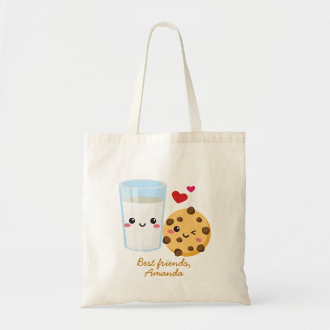 Tote Bag Correspondance parfaite Kawaii lait et cookie text (Devant)