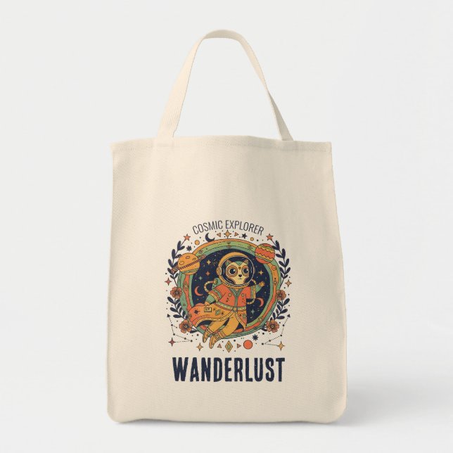 Tote Bag Cosmic Cat Astronaut Space Explorer Wanderlust (Devant)
