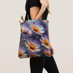 Tote Bag Cosmos orange et violet Abstrait