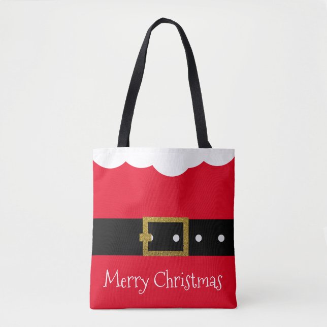Tote Bag Costume rouge Ceinture Père Noël de Noël (Devant)