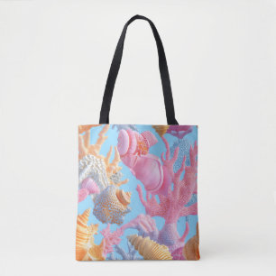 Tote Bag Côtière rustique - Coquillages, Starfish, Reef (18