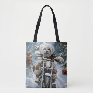 Tote Bag Coton De Tulear Chien équitation Moto Noël