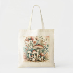 Tote Bag Cottage Champignons et fleurs vintages